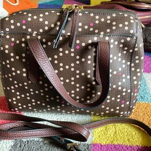 Fossil sydney bag in brown polka dota